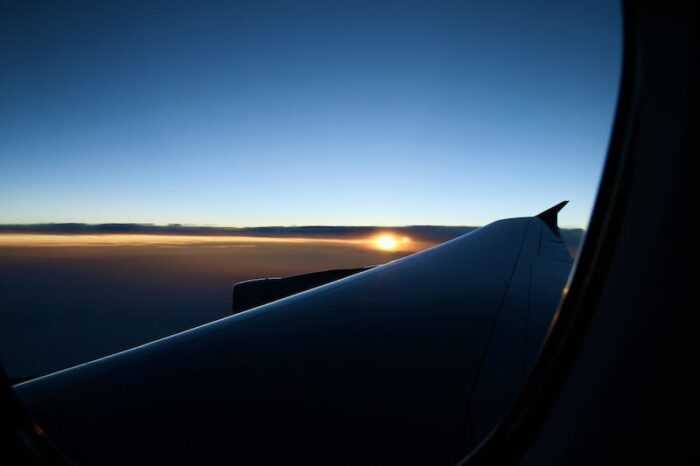 飛行機から見る夕焼け